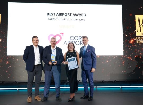 Cork Airport was awarded the title of “Best Airport in Europe”