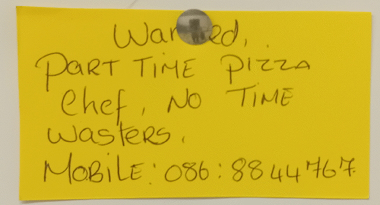 Part time pizza chef WANTED